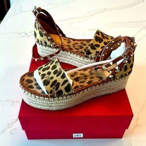 Valentino Garavani Rockstud Double Leopard Espadrilles